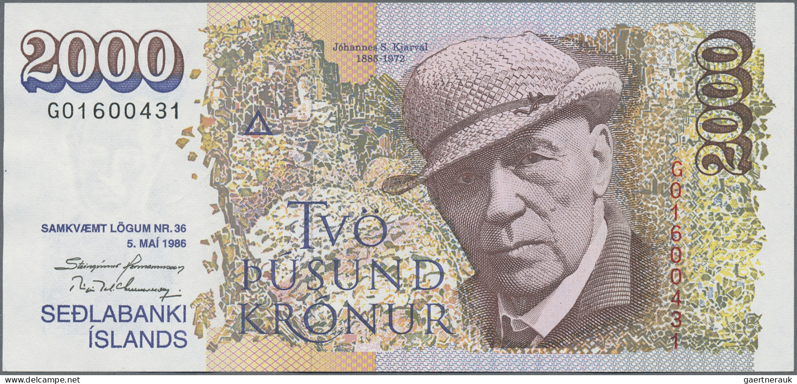 Iceland: Central Bank Of Iceland, Lot With 8 Banknotes, 1981-2005 Series With 10 - Iceland