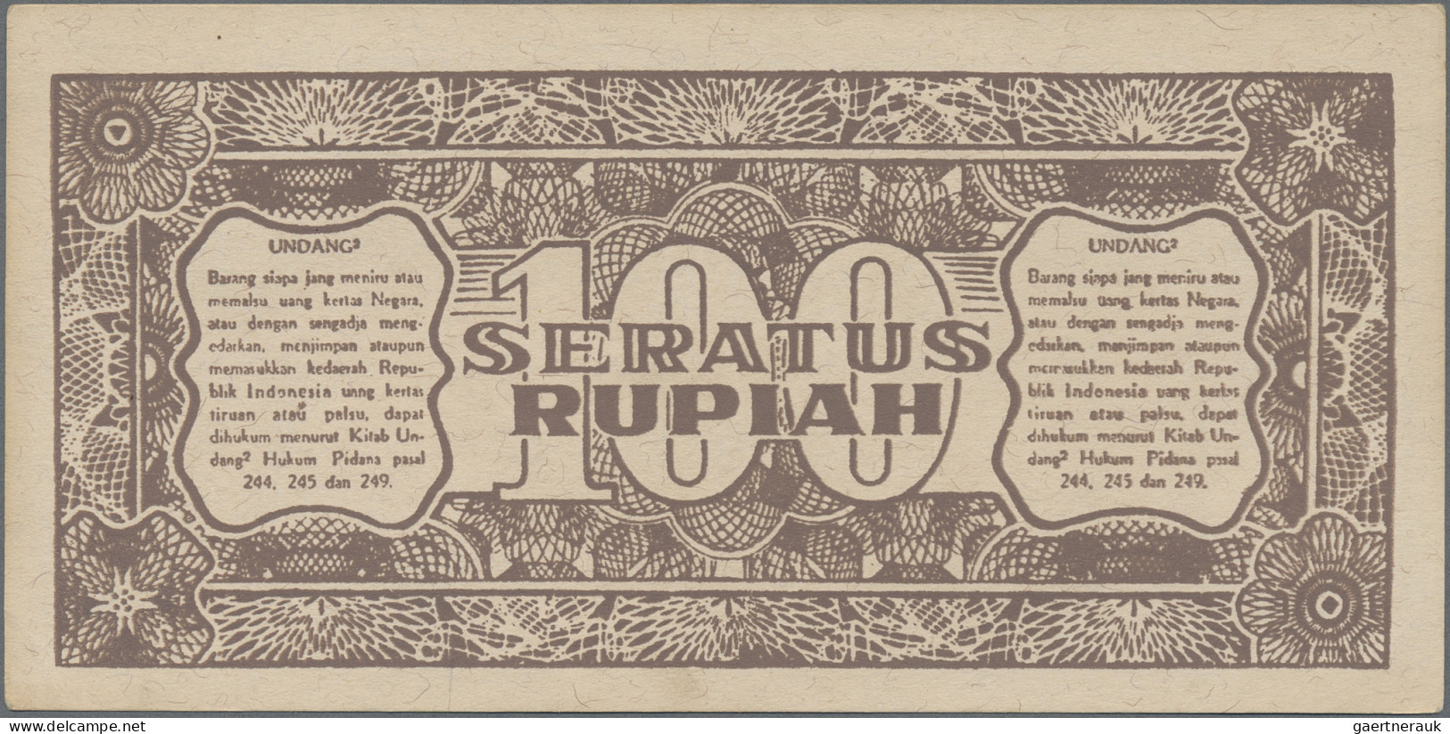 Indonesia: Republic Indonesia, Lot With 10 Banknotes, Series 1947-1947, With 1, - Indonesia