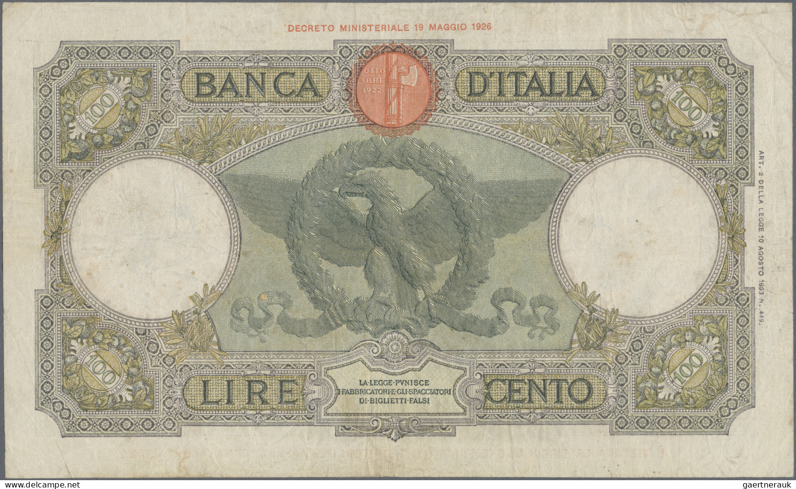 Italian East Africa: Banca D'Italia – With Overprint "SERIE SPECIALE AFRICA ORIE - Italian East Africa