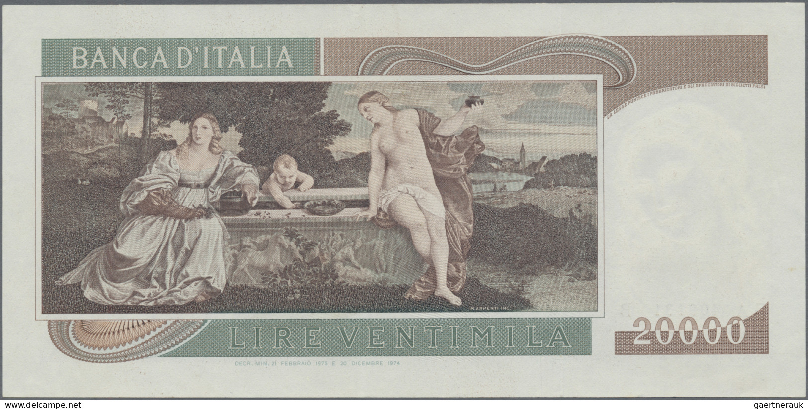 Italy: Banca D'Italia, 20.000 Lire Tiziano Vecellio, 21.02.1975, P.104, Great Or - Other & Unclassified