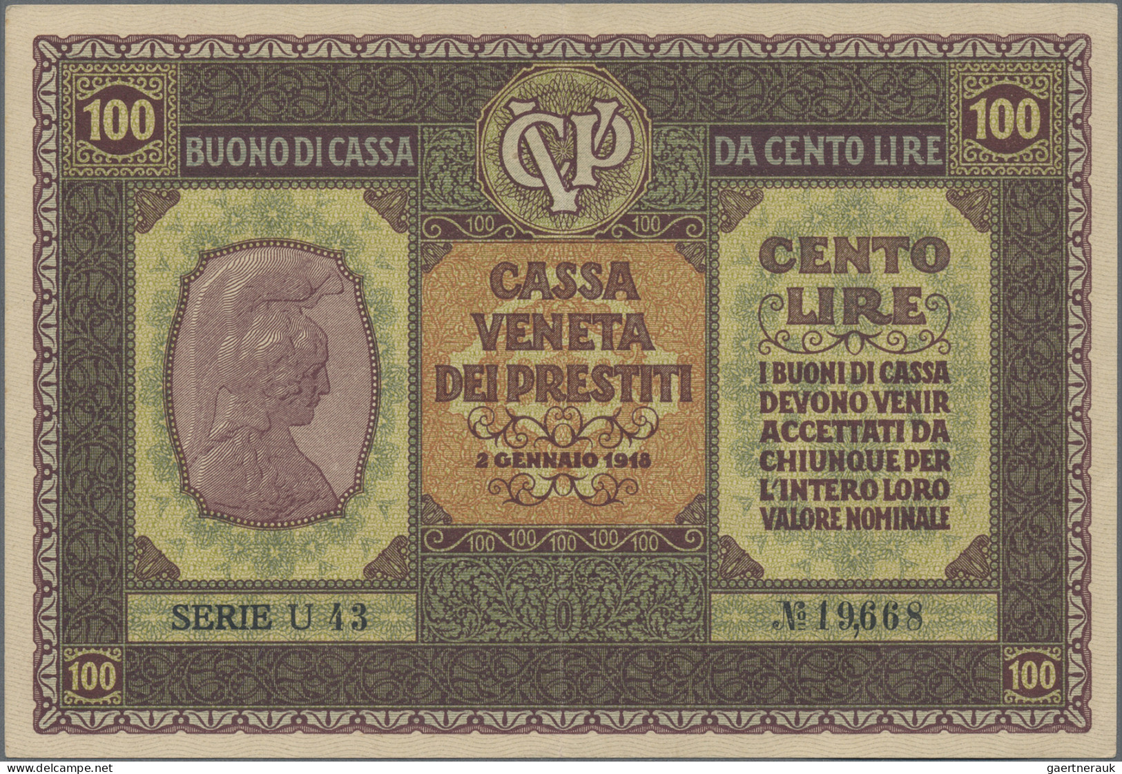 Italy: Cassa Veneta Dei Prestiti, Lot With 8 Banknotes, Series 1918, With 5, 10 - Other & Unclassified