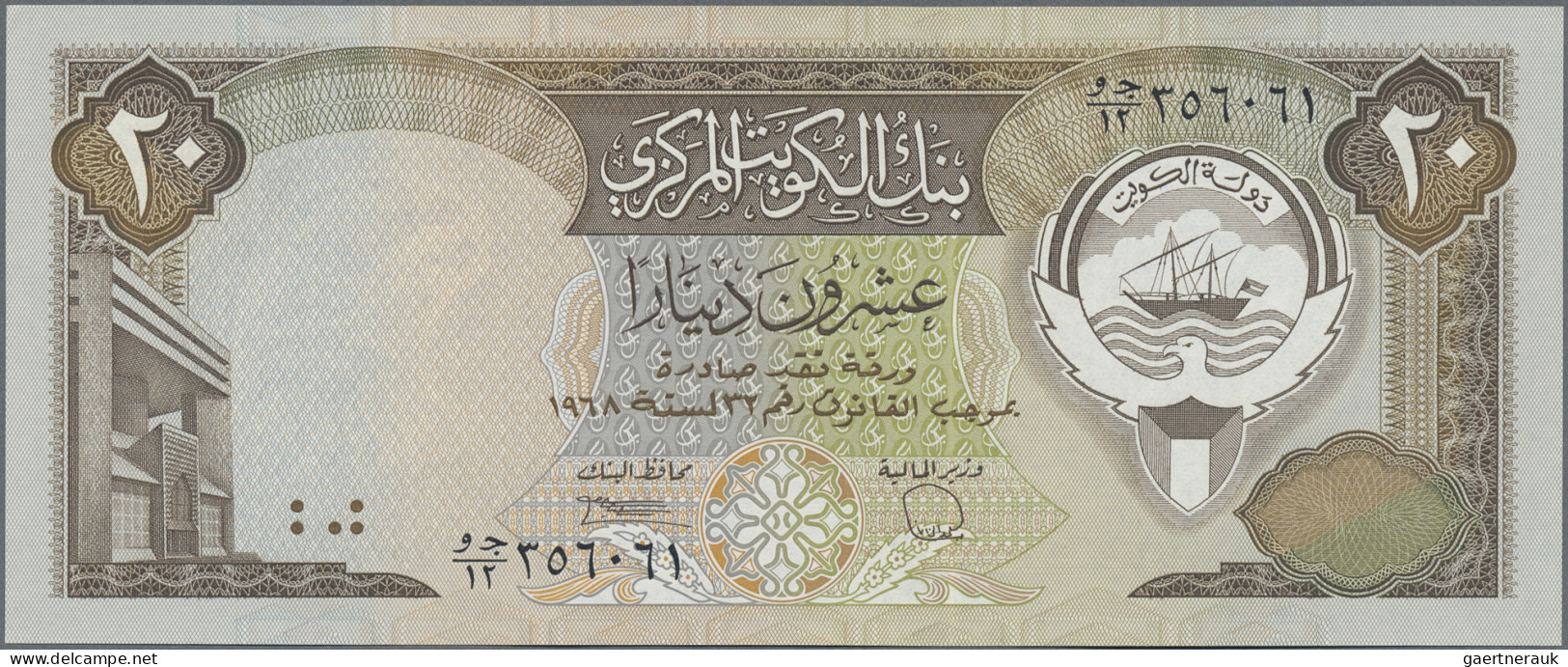 Kuwait: Central Bank Of Kuwait, Lot With 8 Banknotes, Series 1968-1992, With 2x - Kuwait