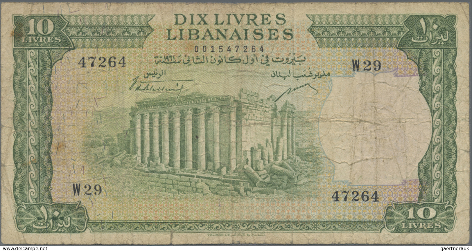 Lebanon: Banque De Syrie Et Du Liban, Set With 3 Banknotes, 1955-1961 Series, Wi - Libanon