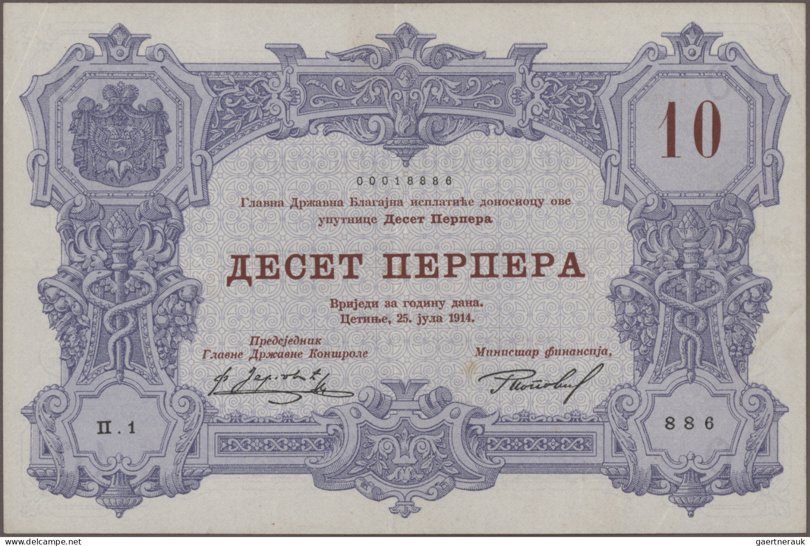 Montenegro: Treasury And Kingdom Of Montenegro, Lot With 10 Banknotes, Series 19 - Otros – Europa