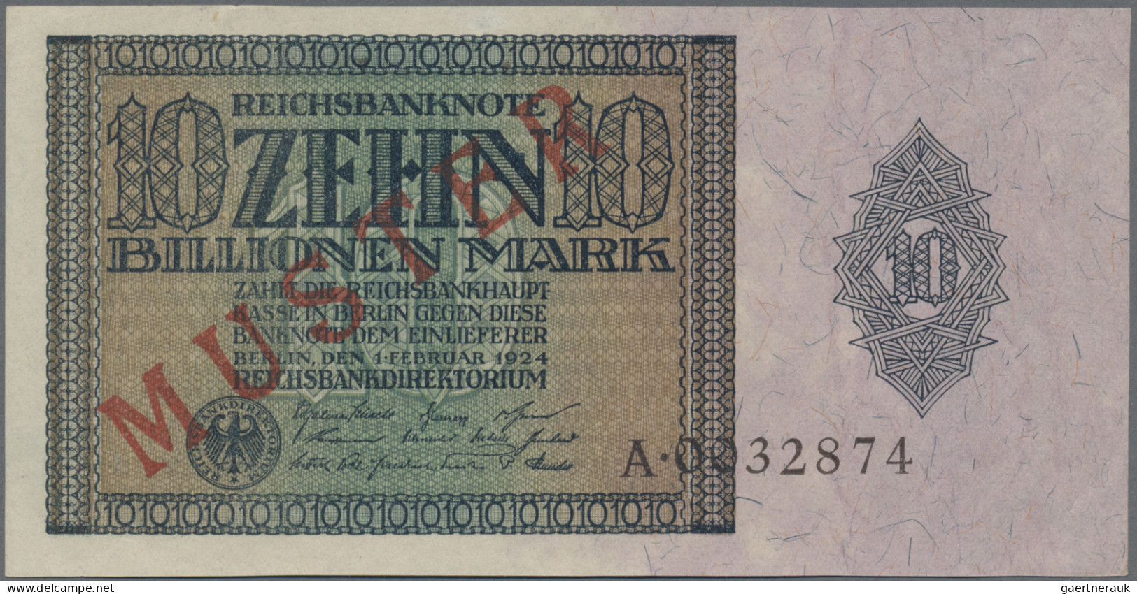 Deutschland - Deutsches Reich Bis 1945: Reichsbanknote 10 Billionen Mark 1924 MU - Other & Unclassified