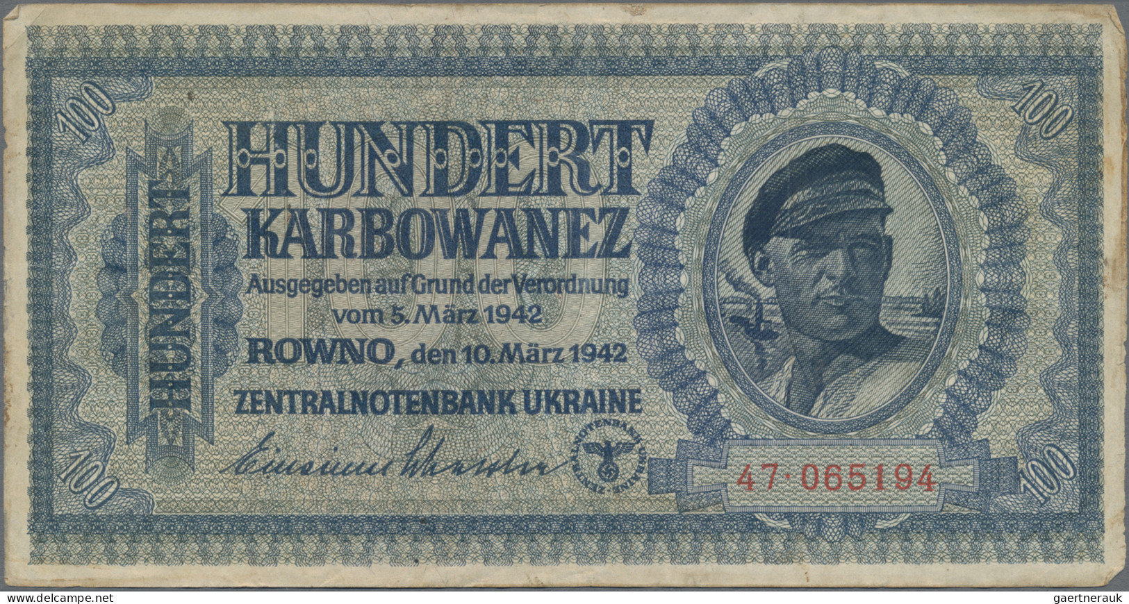 Deutschland - Nebengebiete Deutsches Reich: Zentralnotenbank Ukraine, 1942, groß