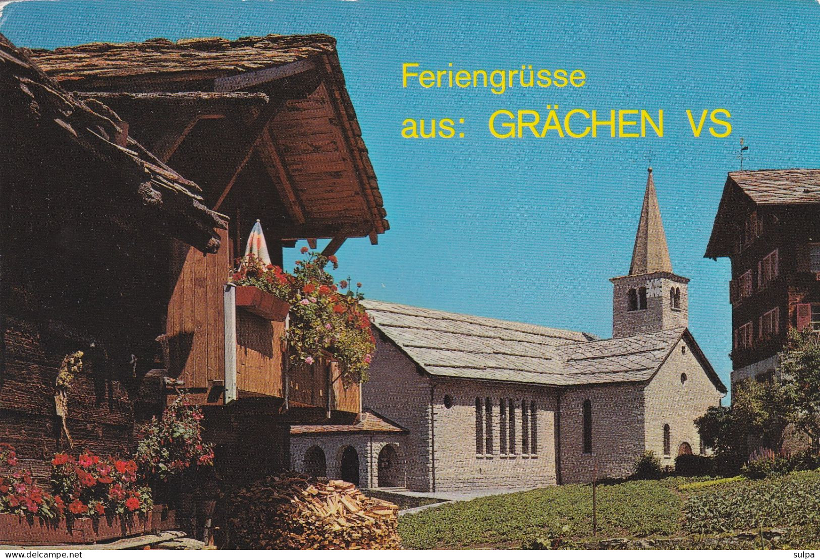 Grächen. Kirche, Feriengrüsse, 10 X 15 - Grächen