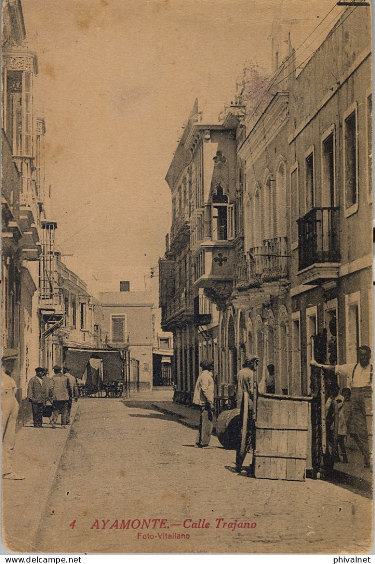 HUELVA , AYAMONTE - CALLE TRAJANO , ED. BAZAR ESTEVEZ - FOTO VITALLANO .   , T.P. CIRCULADA , RARA - Huelva