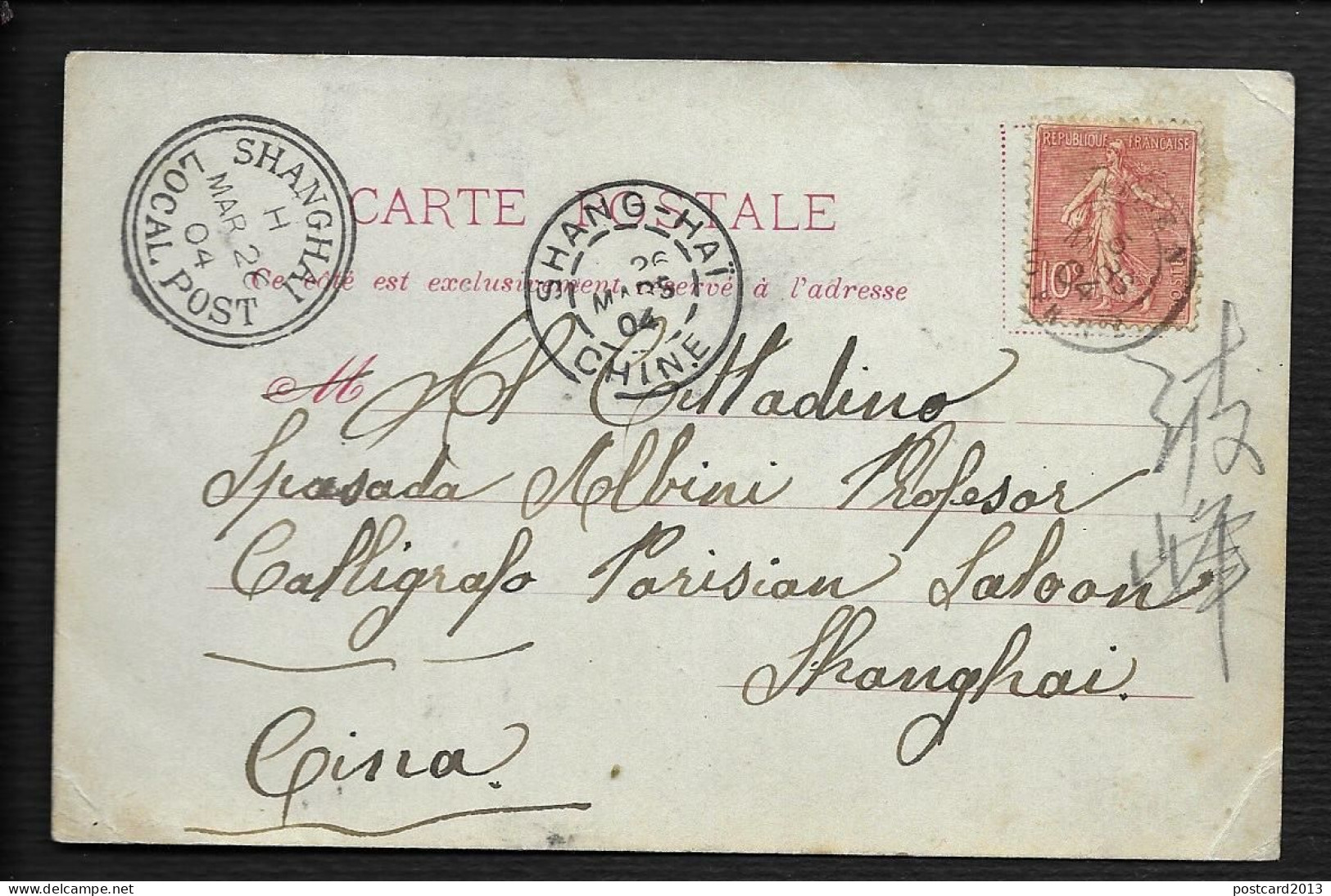 POSTCARD WITH VIEW OF MARSEILLE WITH S/S "YARRA" FOR SHANGHAI - CHINA, FRENCH OFFICE STAMP AND LOCAL SHANGHAI STAMP, 190 - Brieven En Documenten