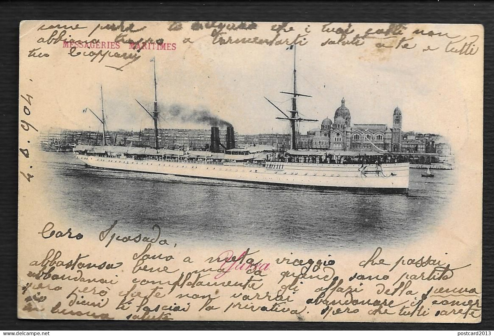 POSTCARD WITH VIEW OF MARSEILLE WITH S/S "YARRA" FOR SHANGHAI - CHINA, FRENCH OFFICE STAMP AND LOCAL SHANGHAI STAMP, 190 - Briefe U. Dokumente