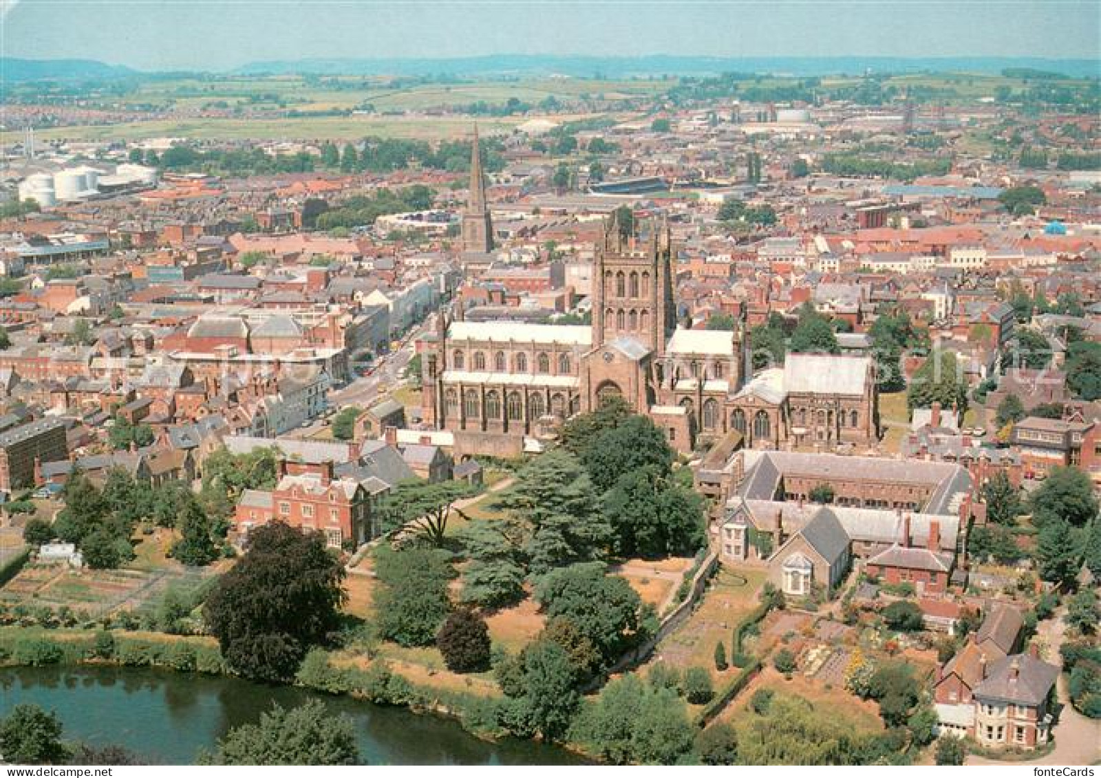 73652440 Hereford UK Cathedral And City Centre Aerial View Hereford UK - Herefordshire