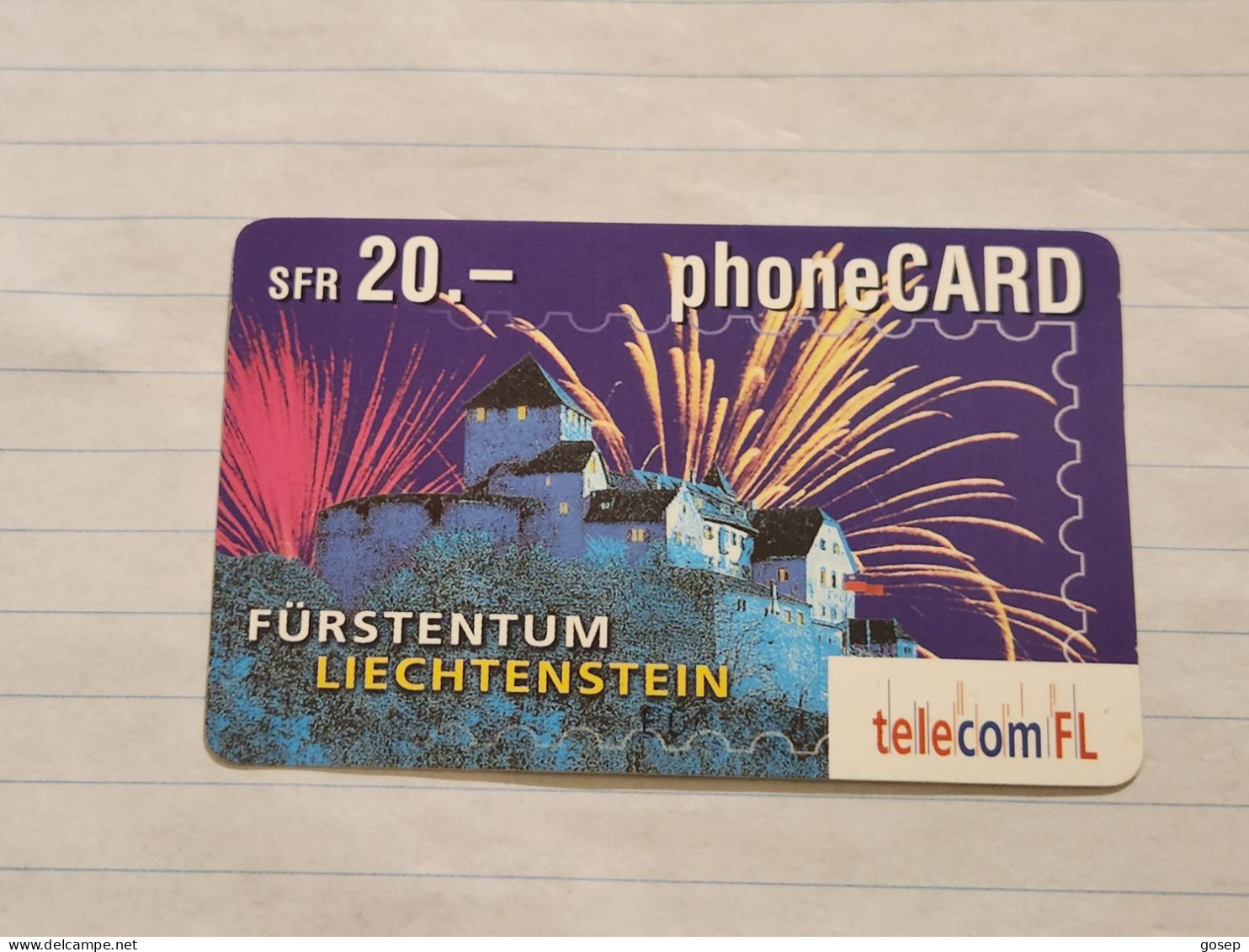 LIECHTENSTEIN-(LI-01A)-Fürstentum-Vaduz Castle-(5)-(415-494-2924-9954)-(20FRANK)-tirage-50.000-used Card - Liechtenstein