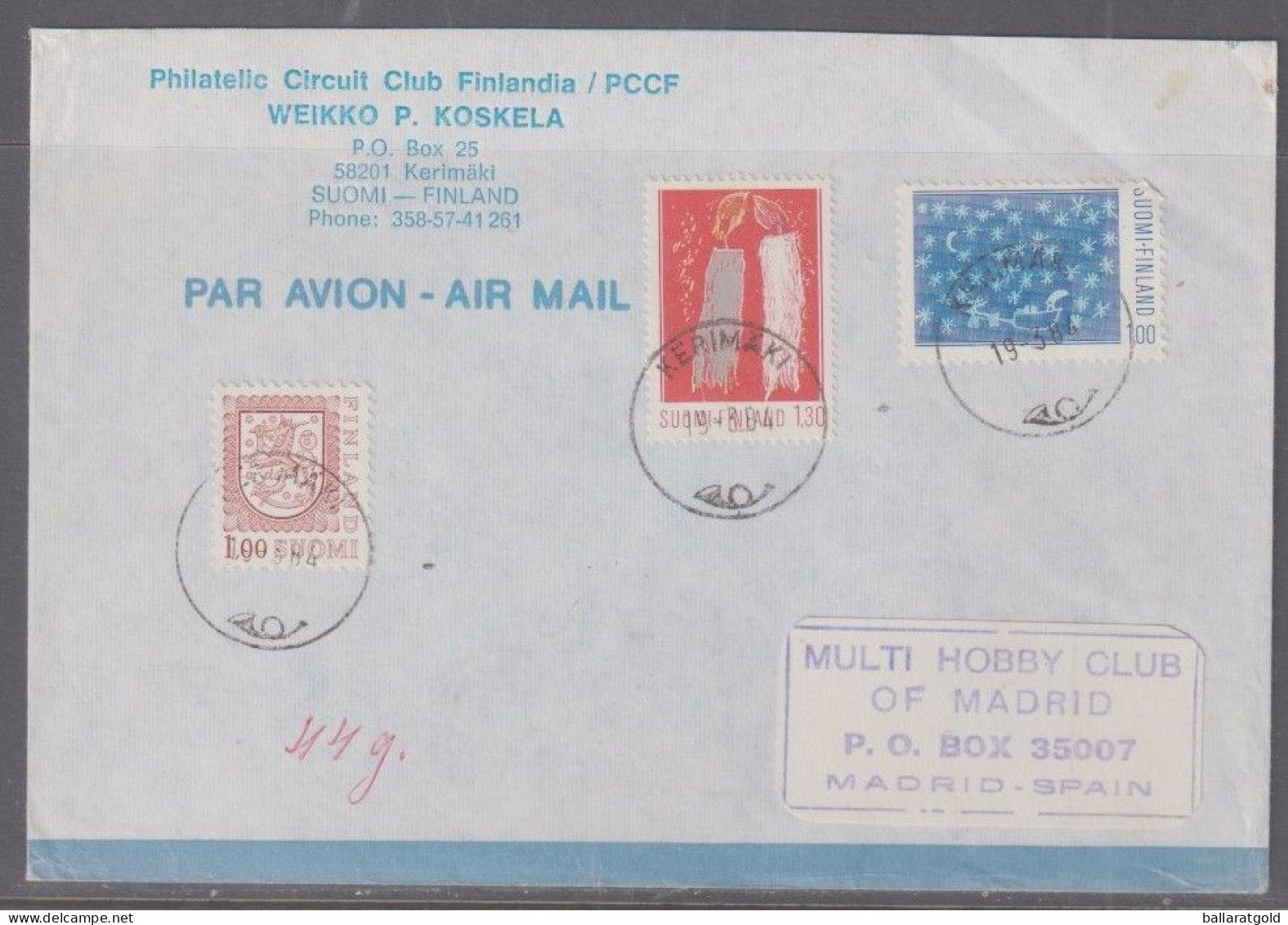 Finland 1984 Airmail Cover Kerimaki To Madrid - Brieven En Documenten