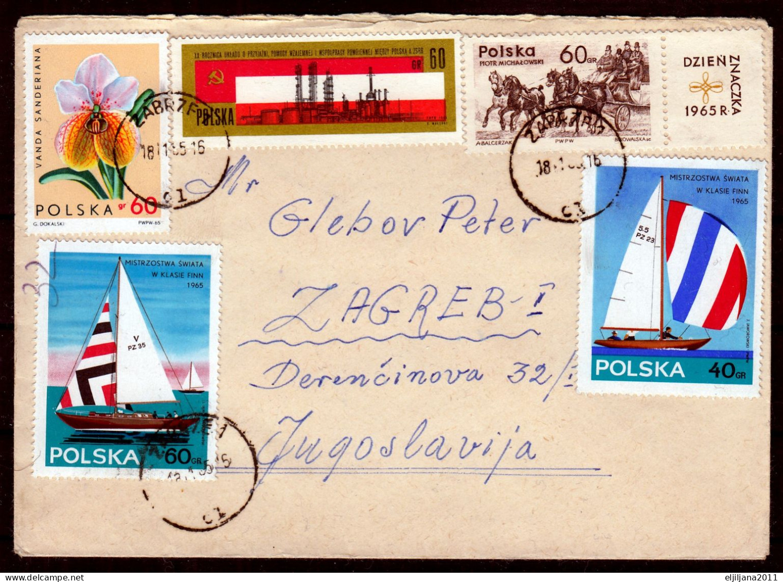 ⁕ Poland 1965 ⁕ ZABRZE - ZAGREB ⁕ Nice Cover With Stamps - Brieven En Documenten