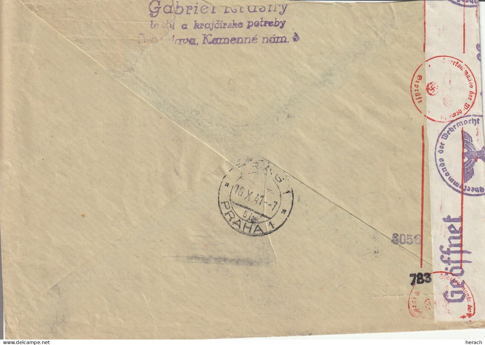 Slovaquie Lettre Censurée Par Avion Pour Prag 1941 - Cartas & Documentos