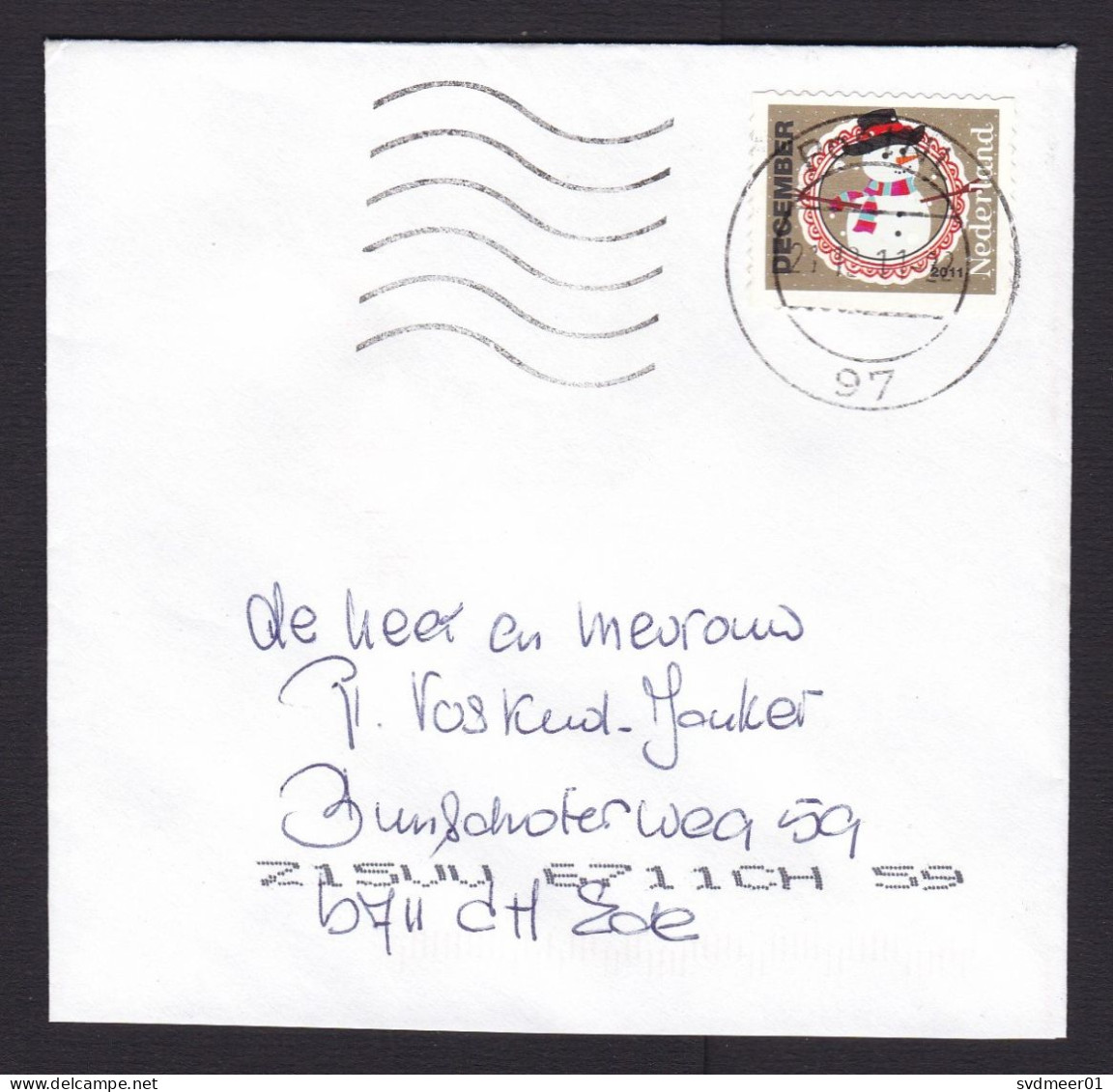 Netherlands: Cover, 2011, 1 Stamp, Snowman, Snow Man, Winter (traces Of Use) - Lettres & Documents