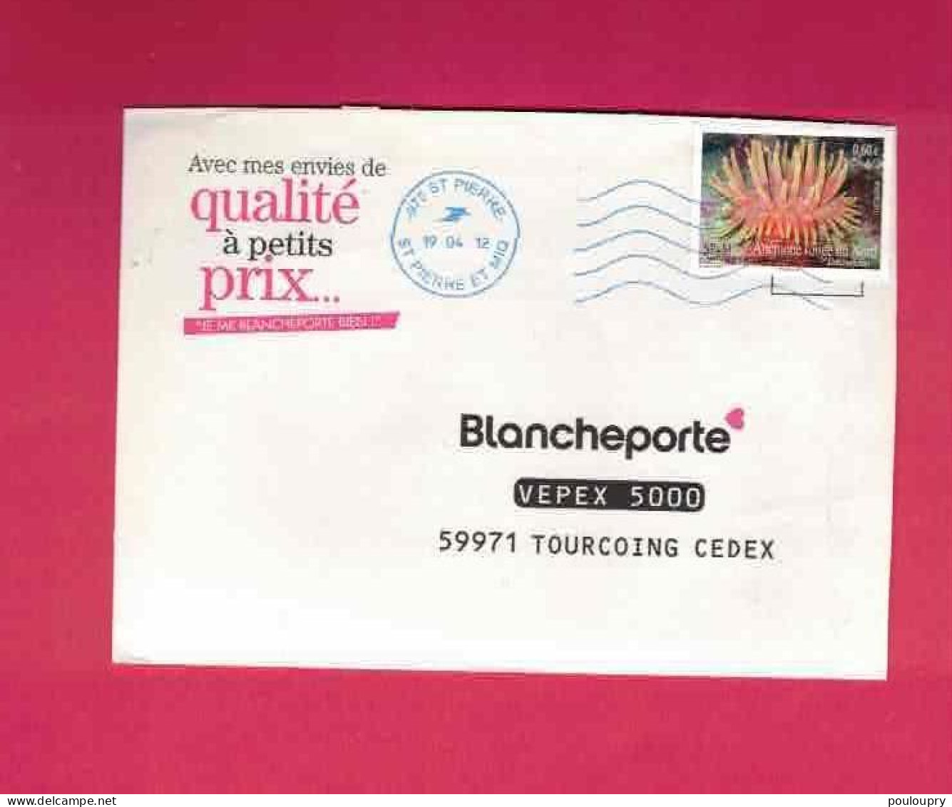 Lettre De 2012 Pour La France - YT N° 1037 - Faune Marine - Anémone Rouge Du Nord - Covers & Documents