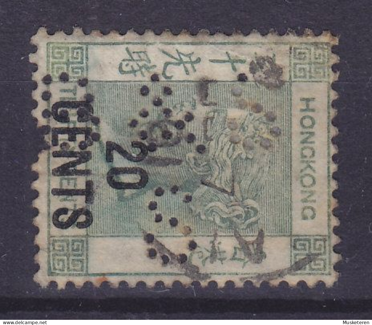 Hong Kong 1865 Mi. 48 Ib, 20c./30c. Perfin Perforé Lochung 'B & S / S' Butterfield & Swire Cancelled Shanghai, Cote 170€ - Usati