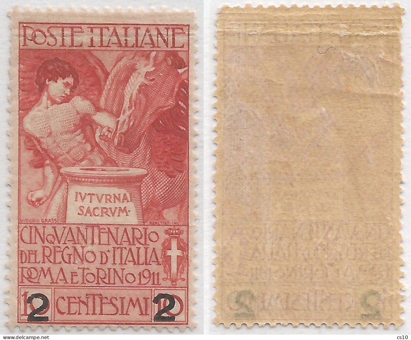 Regno 1913 Unità Soprastampati C.2 #100 **MNH Varietà : Piega Di Carta Trasversale Nel Cartiglio Superiore - Collections