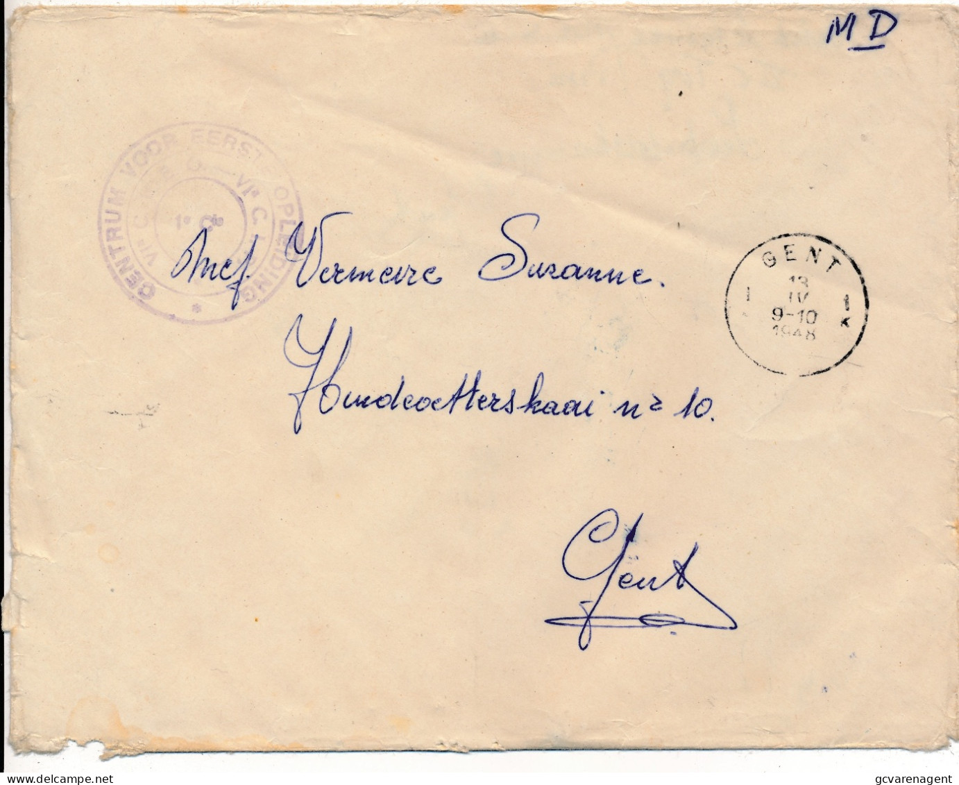 GROTE ENVELOPE  CENTRUM VOOR EERSTE OPLEIDING   GENT 1948              ZIE SCANS - Briefe U. Dokumente
