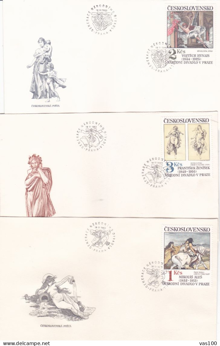 THE PAINTING 1983 COVERS 5  FDC CIRCULATED Tchécoslovaquie - Briefe U. Dokumente