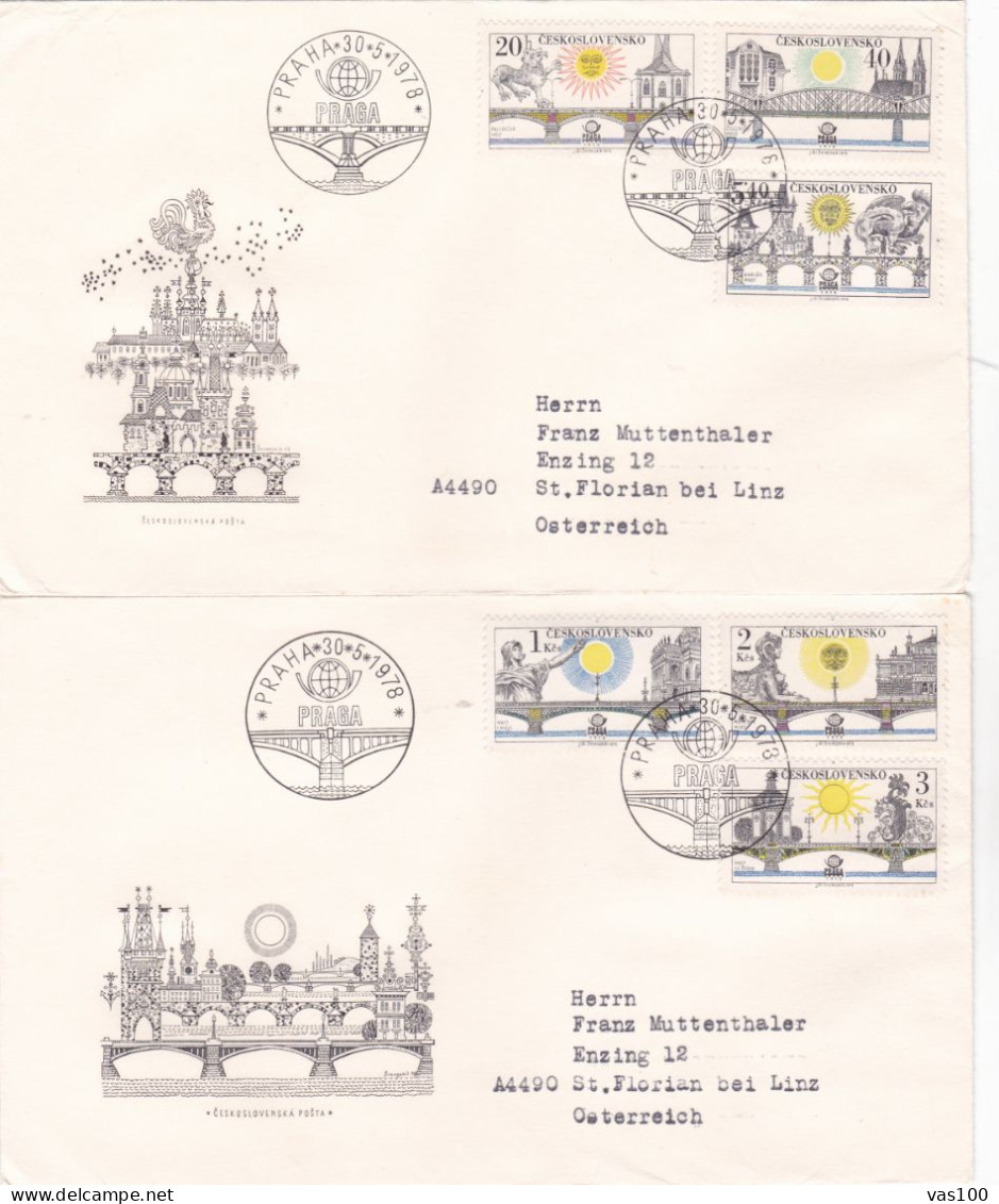 ARCHITECTURE 1978  COVERS  2  FDC CIRCULATED Tchécoslovaquie - Briefe U. Dokumente