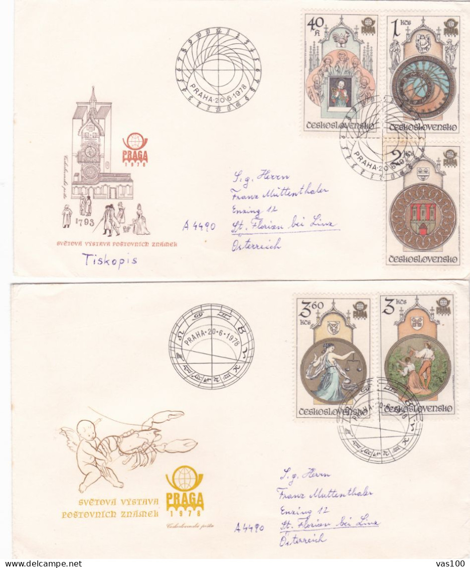 ARCHITECTURE 1978 COVERS 2 FDC CIRCULATED Tchécoslovaquie - Cartas & Documentos