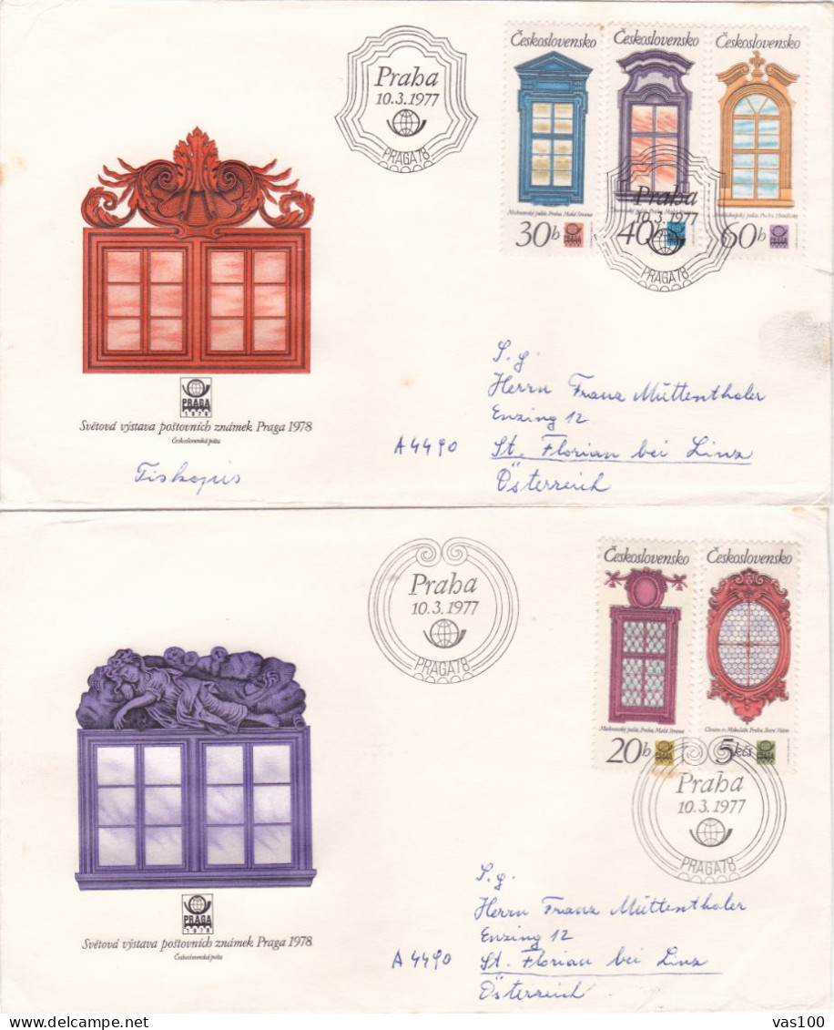 GLAZIERS 1977 COVERS 2 FDC CIRCULATED Tchécoslovaquie - Covers & Documents