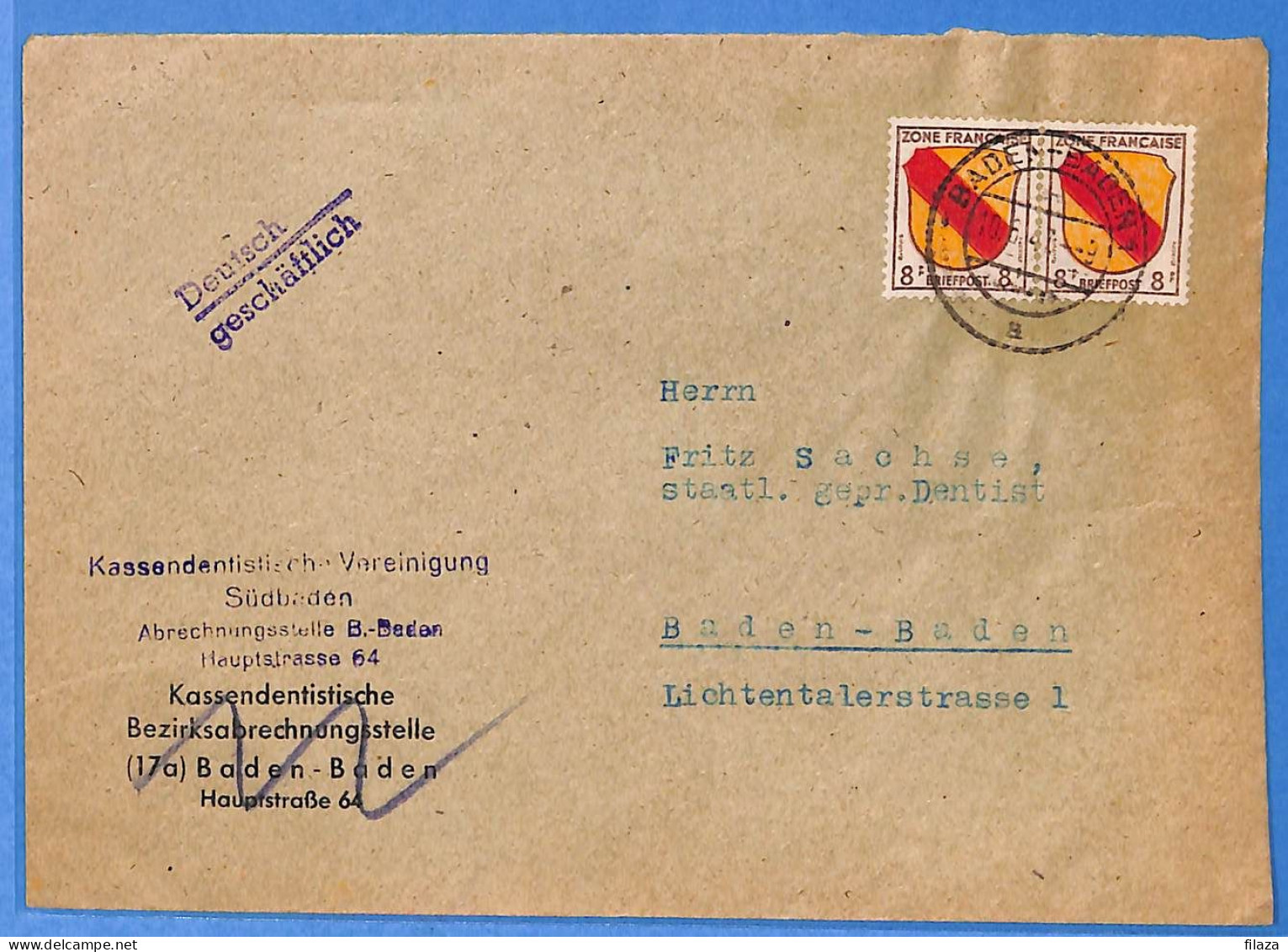 Allemagne Zone Française 1947 - Lettre De Baden-Baden - G27529 - Emissions Générales