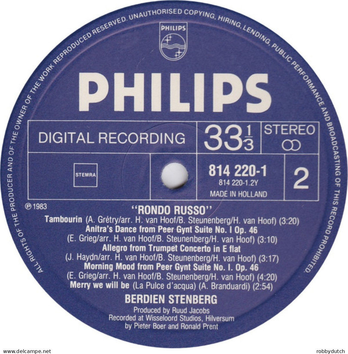 * LP *  BERDIEN STENBERG - RONDO RUSSO (Handsigned)(Holland 1983) - Instrumental