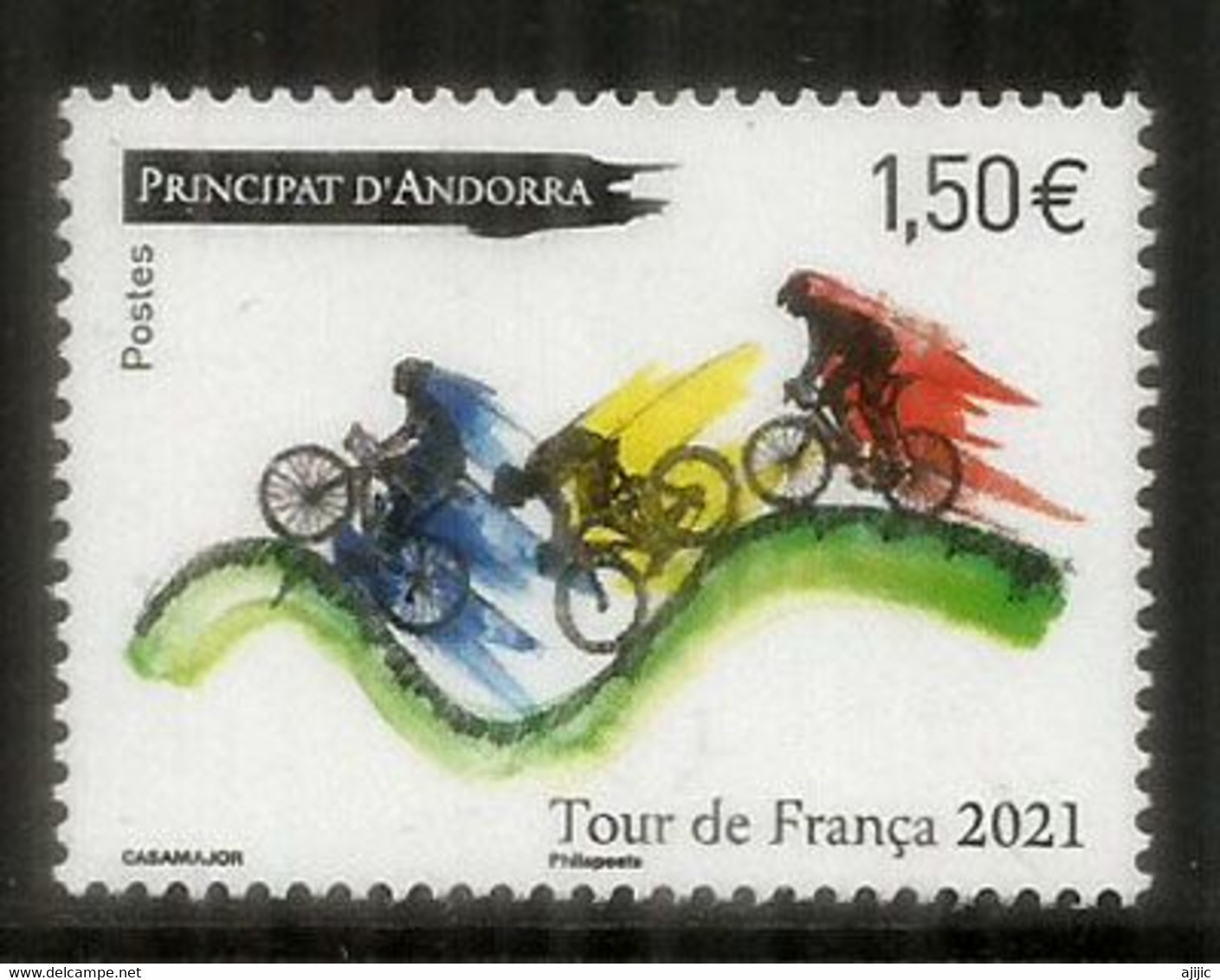 Tour De France 2021, étape Céret,Pas De La Casa, Port D'Envalira, Col De Beixalis,Andorra. Timbre Neuf ** - Ungebraucht