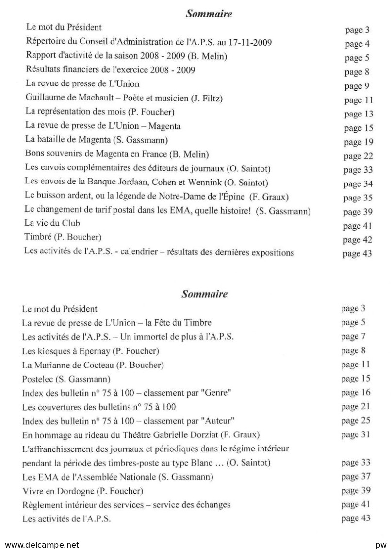 REVUE BULLETIN DE L'ASSOCIATION PHILATELIQUE SPARNACIENNE N° 99 Et 100 De 2009-2010 - Frans (vanaf 1941)