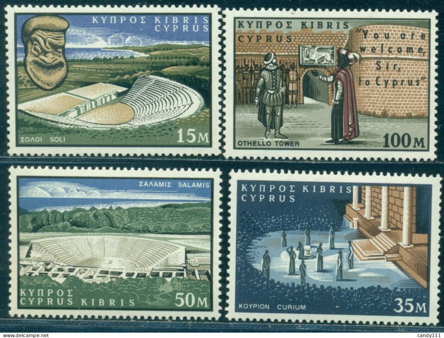 1964 Shakespeare,Soli,Salamis,Curium Theatre,Famagusta Othello,Cyprus,Mi.233,MNH - Théâtre