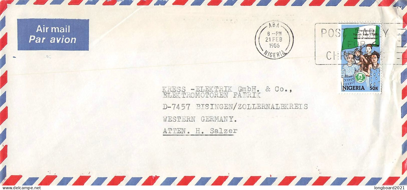 NIGERIA - AIRMAIL 1985 - BISINGEN/DE / 4055 - Nigeria (1961-...)