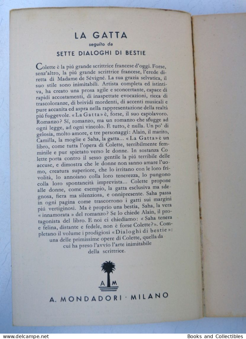 Colette " LA GATTA " - Medusa N° 55 - Mondadori, 1935 (XIII) * Rif. LBR-AA - Grote Schrijvers