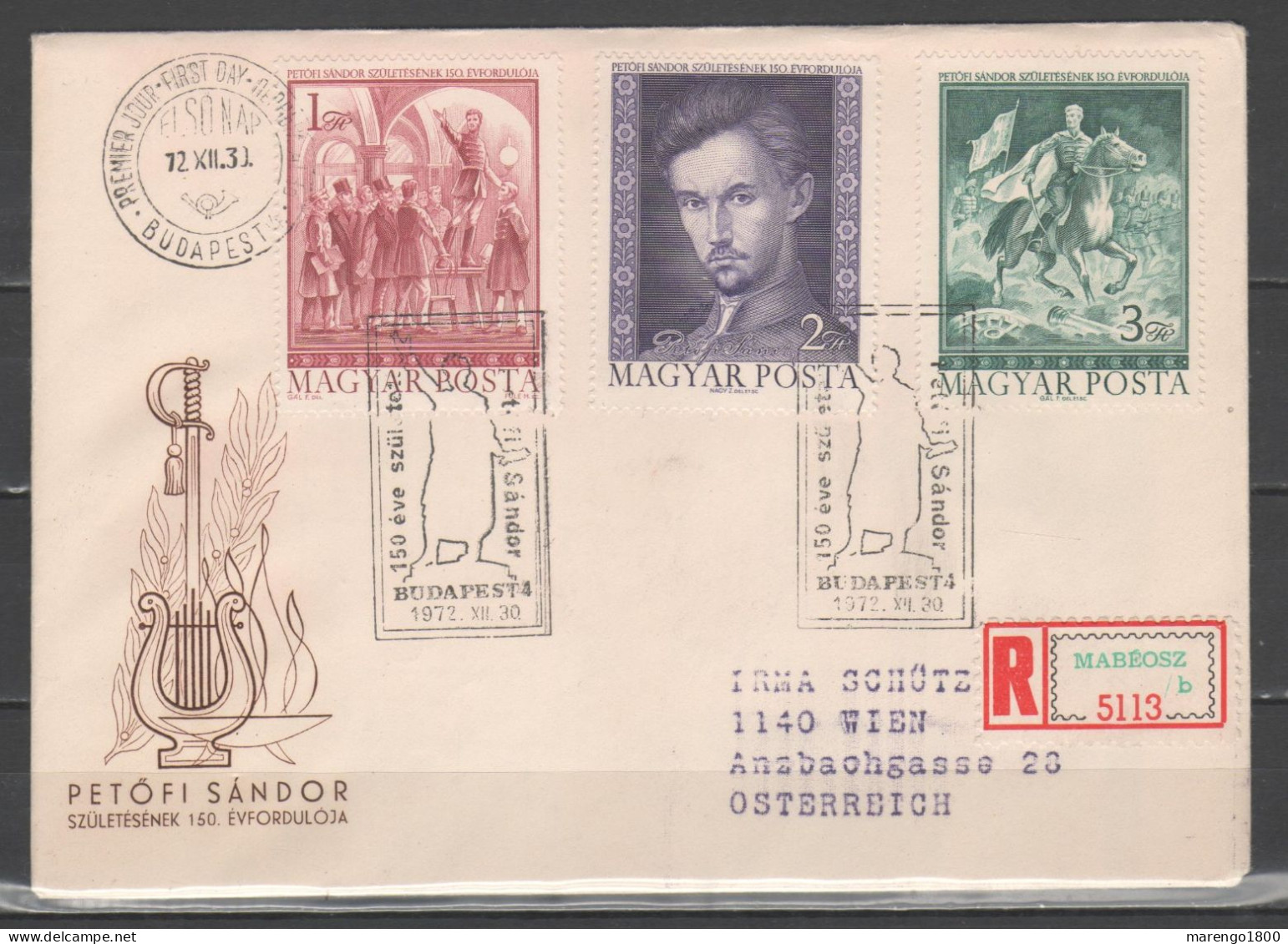 Hungary 1972 - Petofi Fdc - FDC