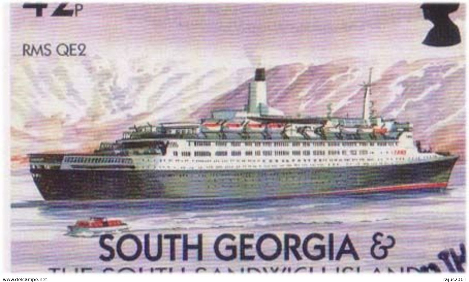 Merchant Ships, RMS QE2 Ship, Lindblad Explorer, MS Endeavour Ship, Mountain, South Georgia Official FDC 2004 - Georgia Del Sud