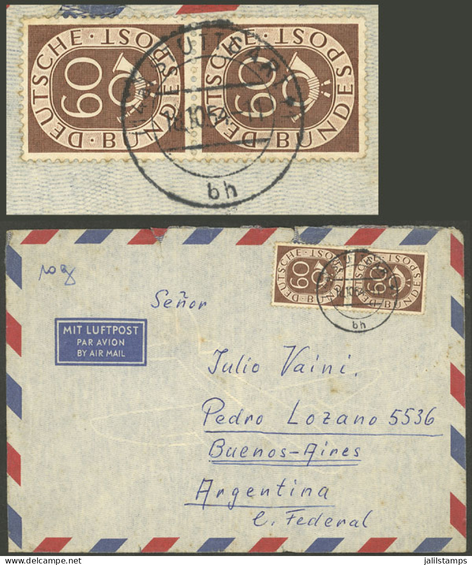 WEST GERMANY: 25/OC/1954 Stuttgart - Argentina, Airmail Cover Franked With 1.20Mk., Minor Faults, Fine Appearance! - Lettres & Documents