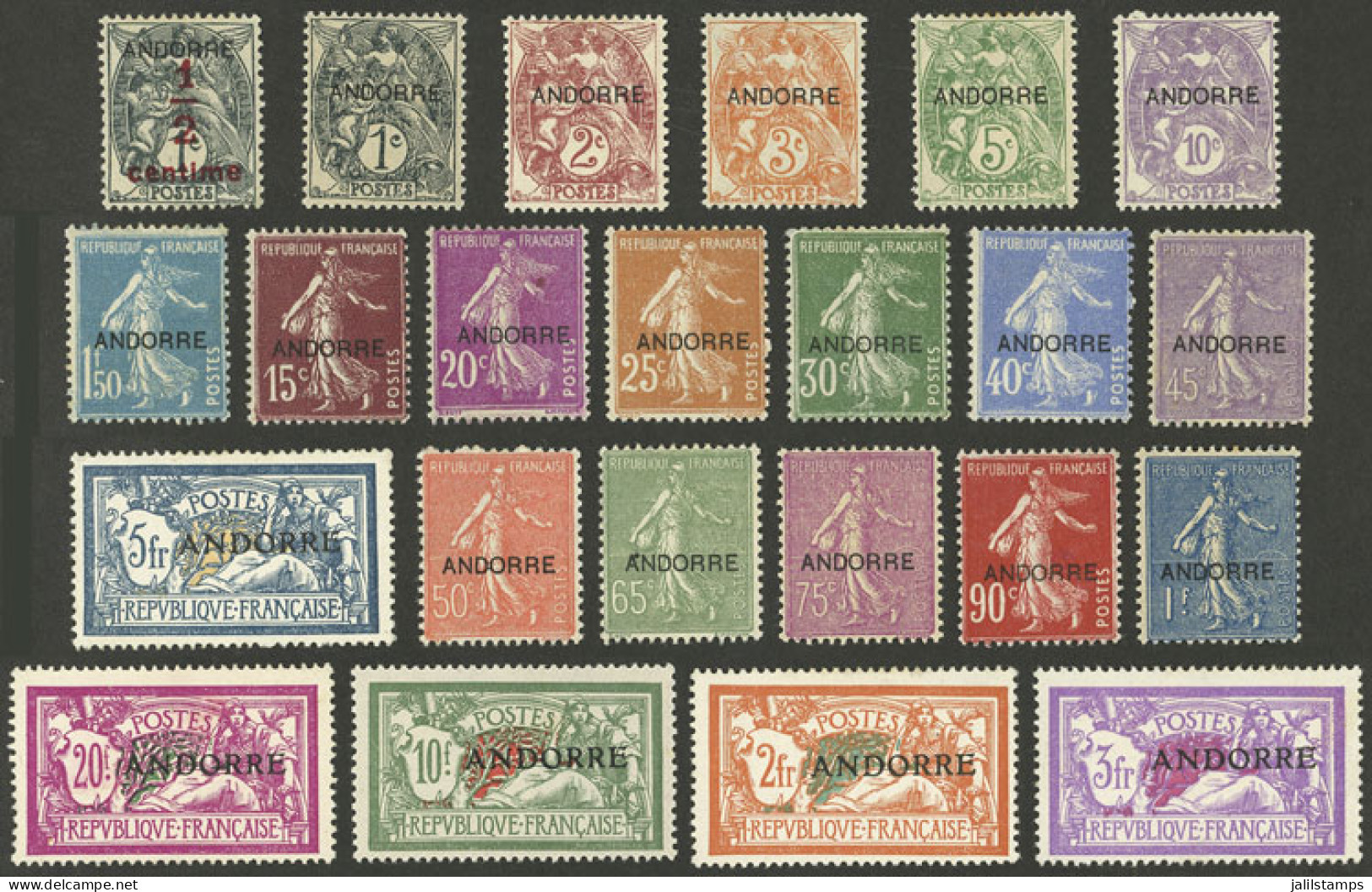 FRENCH ANDORRA: Yvert 1/23, 1931 Complete Set Of 23 Values, Mint Without Gum, VF! - Ungebraucht