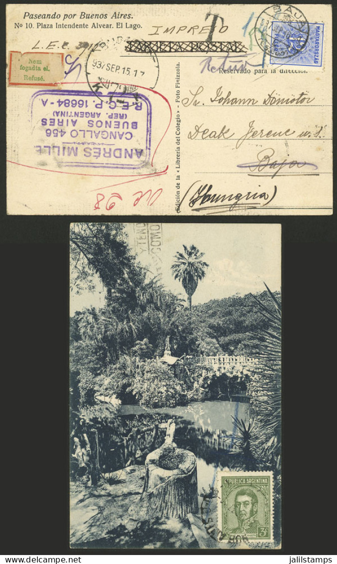 ARGENTINA: RARE DUES: Postcard Sent From Buenos Aires To Hungary On 6/AU/1937 Franked With 3c. (rate For International P - Covers & Documents