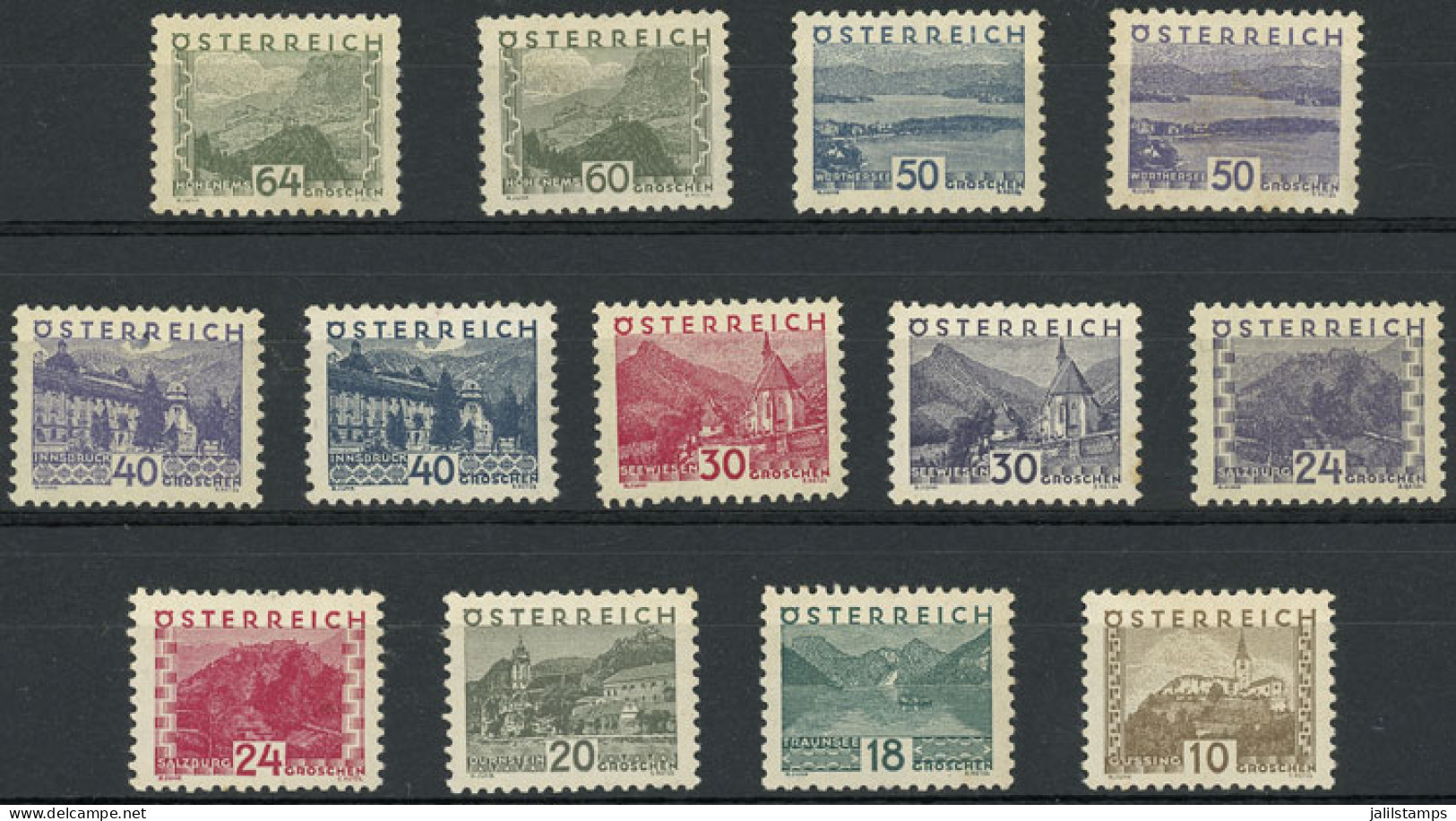 AUSTRIA: Yvert 405/418 (without 406), 1932 Landscapes, Small Size, 13 Values Of The Set Of 14 (only Missing A Low Value, - Sonstige & Ohne Zuordnung