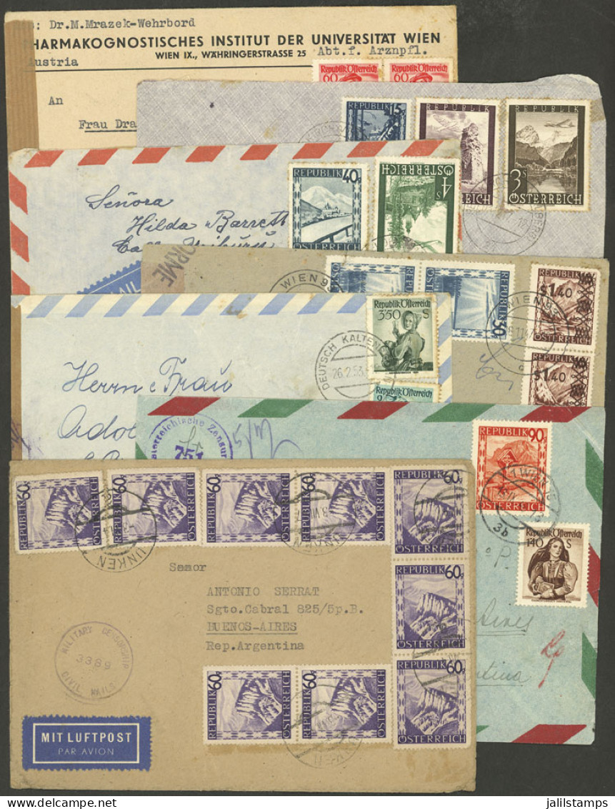 AUSTRIA: 7 Covers Sent To Argentina Between 1947 And 1953 (6 Airmail) With Nice Postages, Some With Small Defects And Ot - Sonstige & Ohne Zuordnung