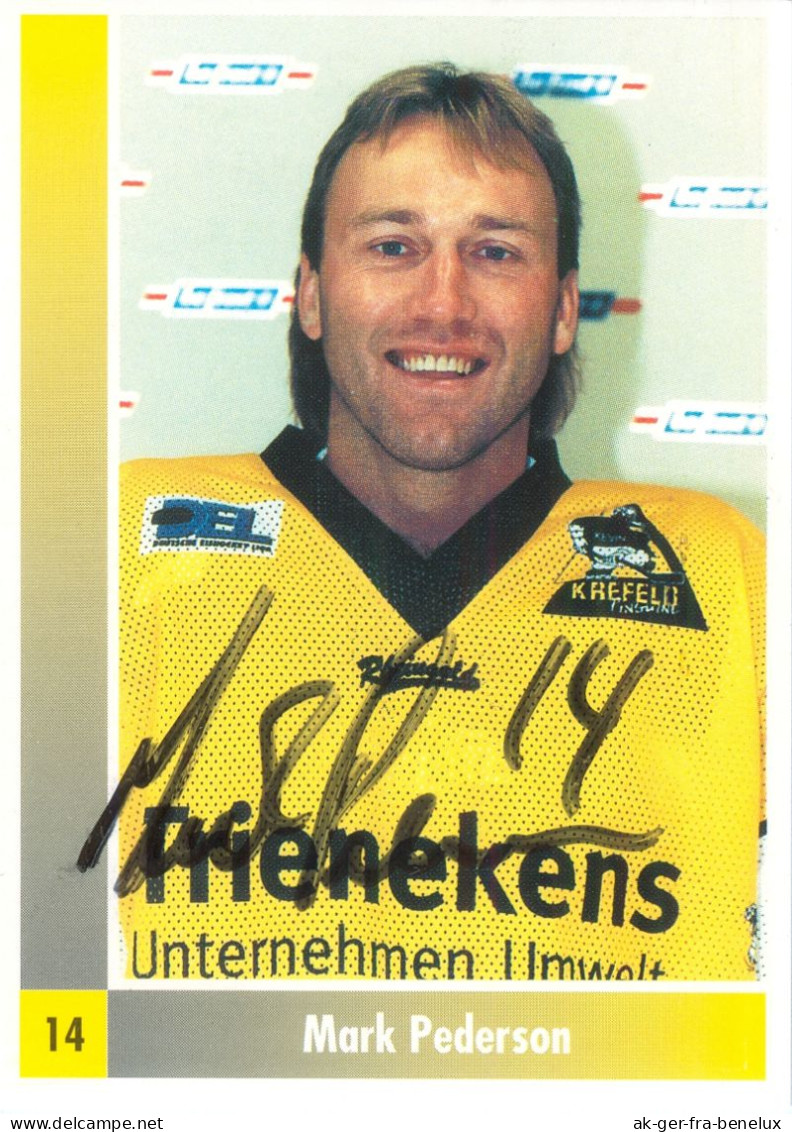 Autogramm Eishockey AK Mark Pederson Krefeld Pinguine 98-99 Augsburger Panther ZSC Lions Villach VSV Trappers Tilburg - Winter Sports