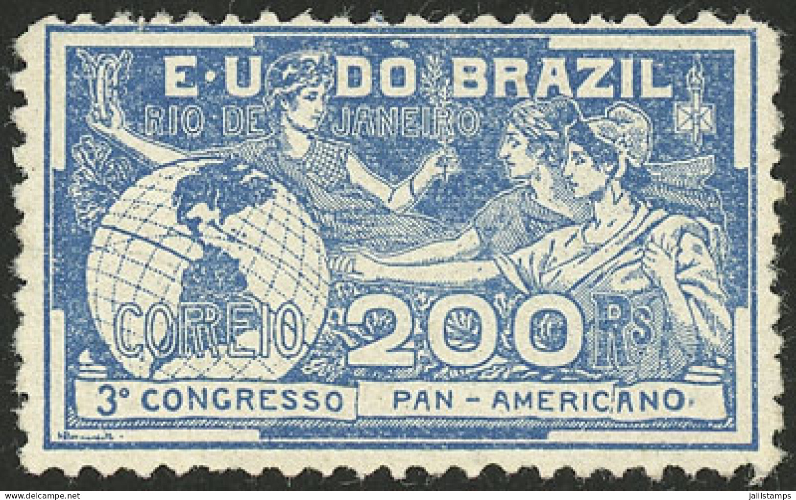 BRAZIL: Sc.173, 1906 200rs. Pan-American Congress, MNH, Very Fine Quality! - Sonstige & Ohne Zuordnung