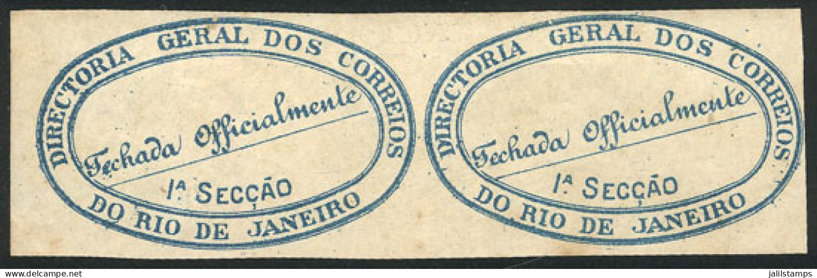 BRAZIL: Label Used By The Post To Seal Correspondence Received With Tears Or Damaged, Pair, Mint Original Gum, VF Qualit - Sonstige & Ohne Zuordnung