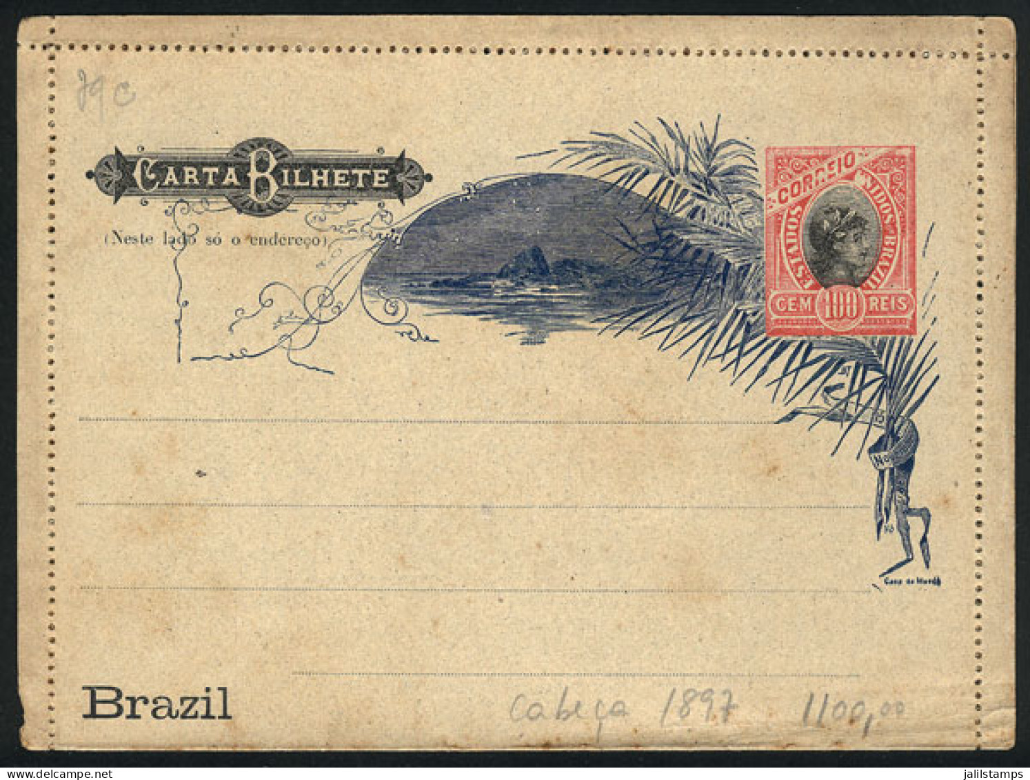 BRAZIL: RHM.CB-67, Lettercard, 1897 Issue, With 33 Inner Lines, VF Quality, Catalog Value 1,100Rs. - Andere & Zonder Classificatie