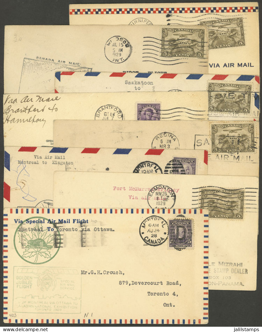 CANADA: FIRST FLIGHTS: 8 Covers Flown Between 1928 And 1931, Very Fine General Quality! IMPORTANT: Please View All The P - Sonstige & Ohne Zuordnung