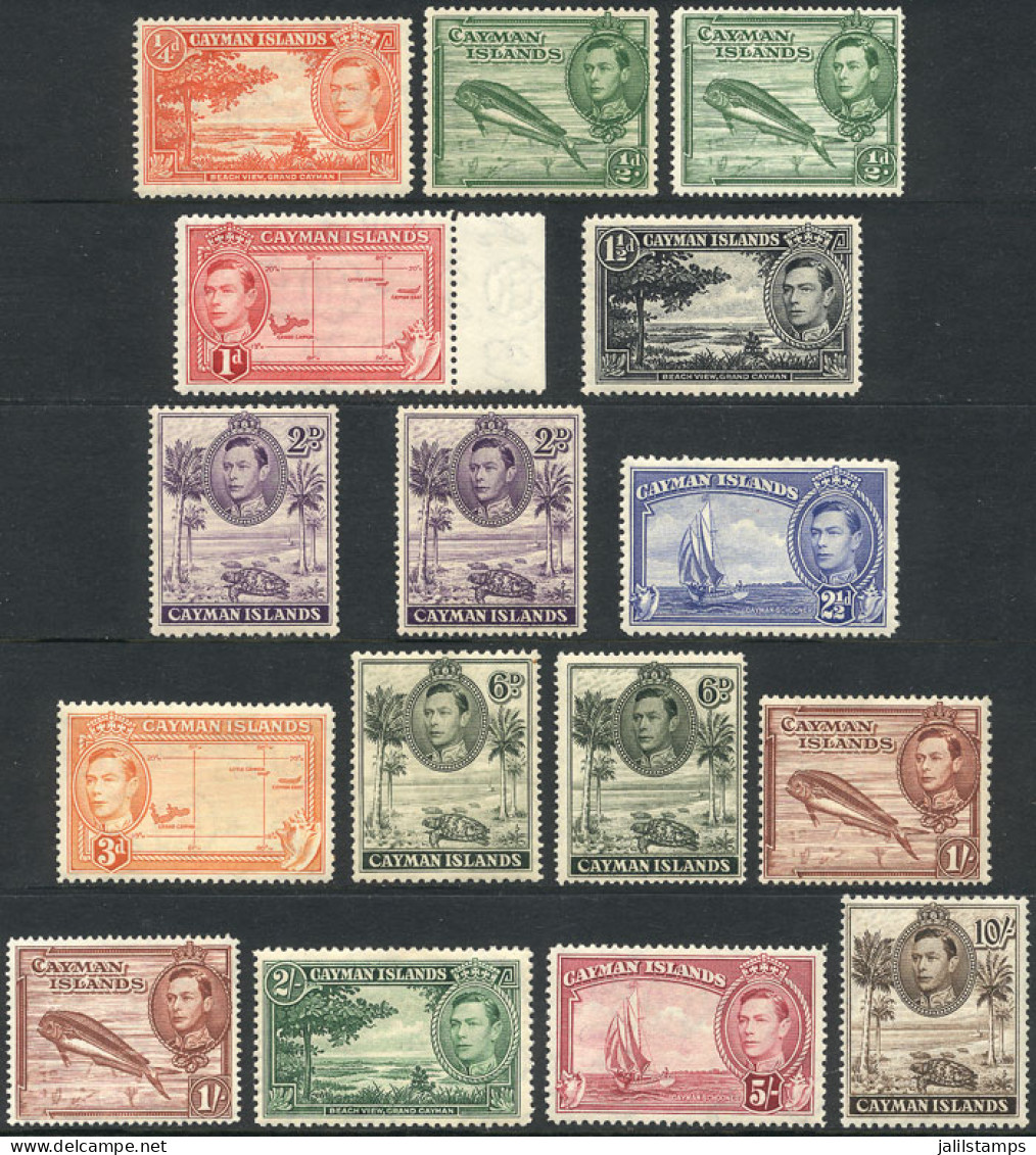 CAYMAN ISLANDS: Sc.100/111 + 101a + 104a + 107a + 108a, 1938/43 Fish, Animals, Ships, Maps And Other Topics, Compl. Set  - Iles Caïmans