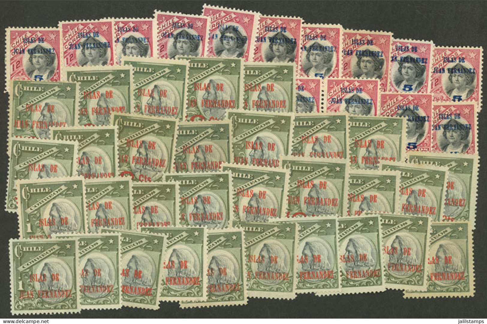 CHILE: Yv.67/70, 910 Juan Fernández Islands, Many Examples Of Each Value, Mint, In General Of Fine To Very Fine Quality. - Chile