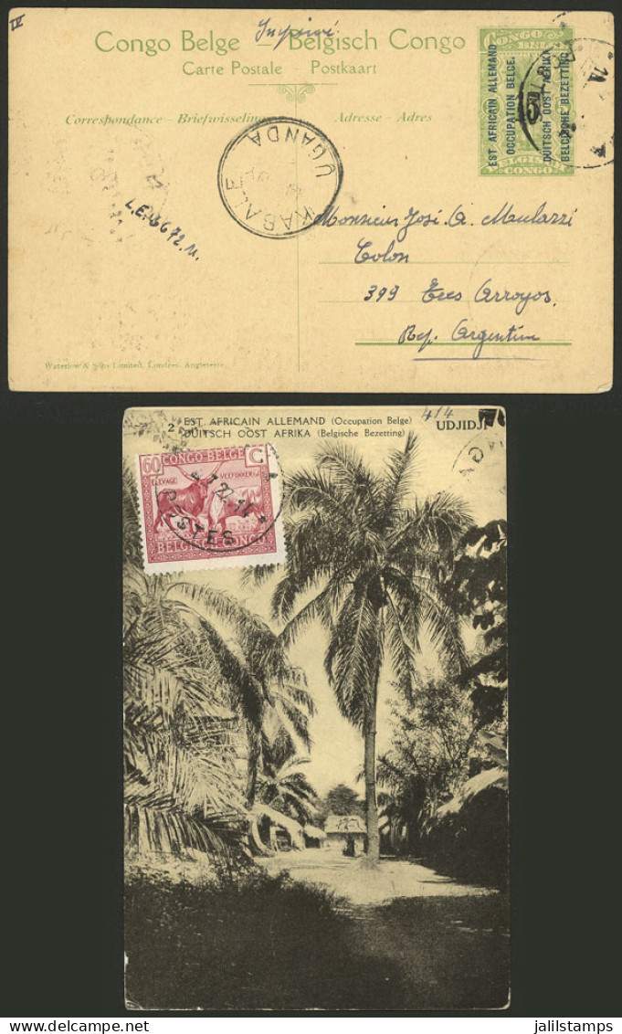 BELGIAN CONGO: RARE DESTINATION: 15c. Postal Card + Additional 60c., Sent From PINGA To Argentina On 1/JUL/1927, With Tr - Other & Unclassified